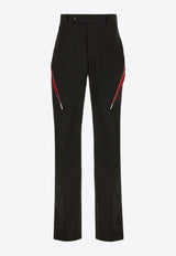 Tapered Zip-Detail Tailored Pants