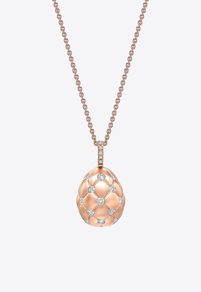 Treillage Diamond Egg Pendant Necklace in 18-karat Rose Gold