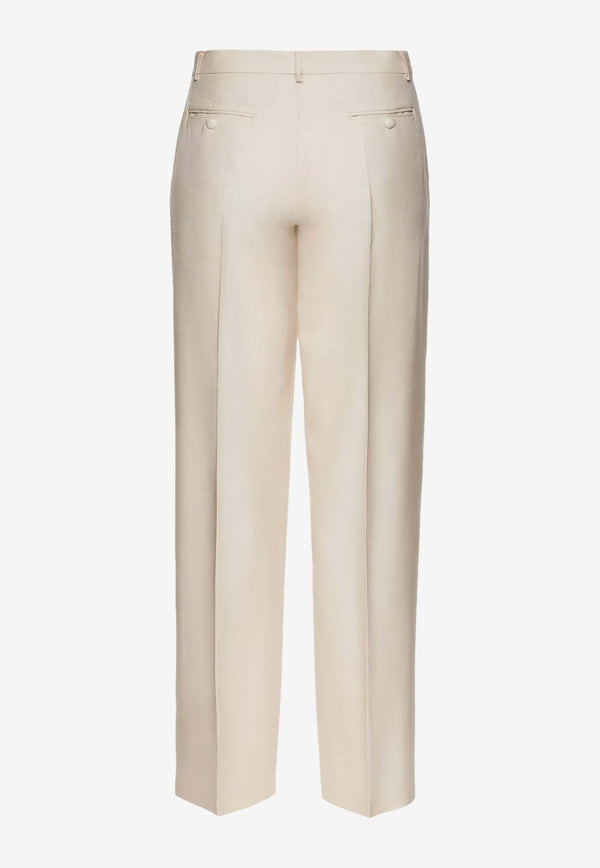 Wide-Leg Tailored Silk Pants