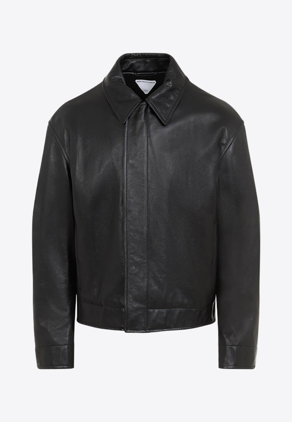 Long-Sleeved Leather Jacket