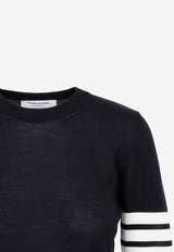 Crewneck Wool Sweater with Signature Stripes