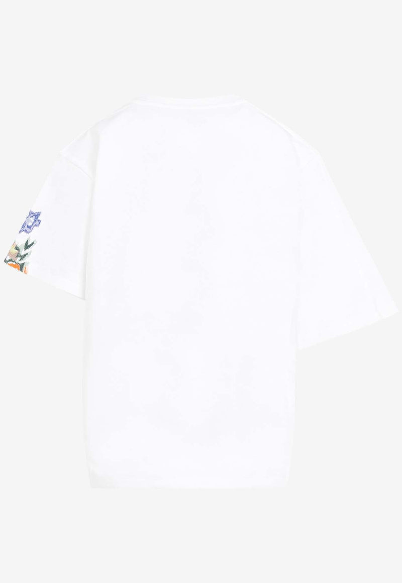 Floral Embroidered Draped T-shirt