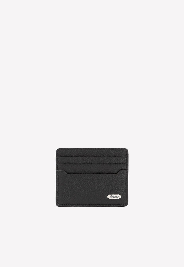 Logo Plaque Cardholder in Grained Leather