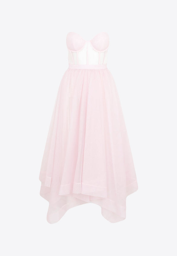 Strapless Tulle Midi Dress