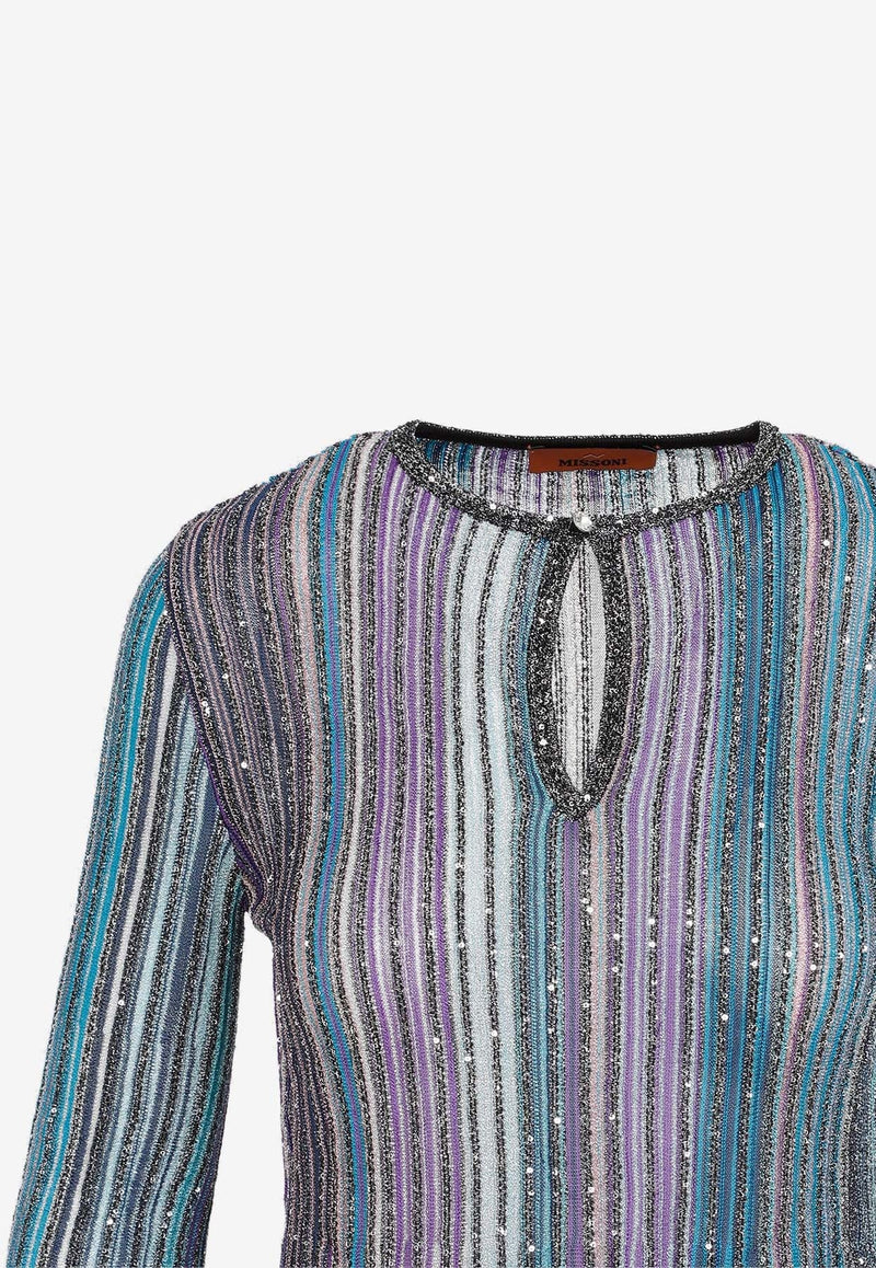 Lamé Pleated Knit Top