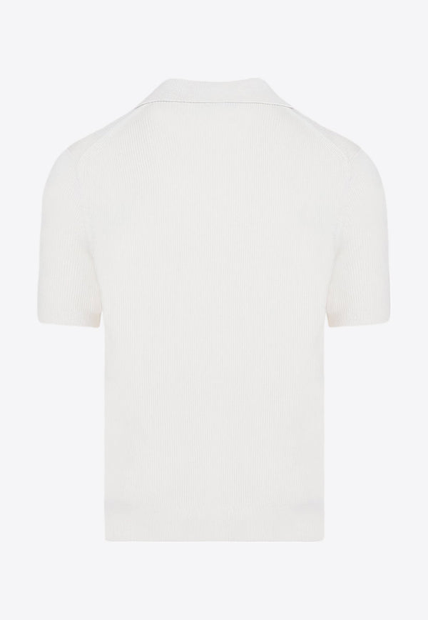 Ribbed-Knit Polo T-shirt