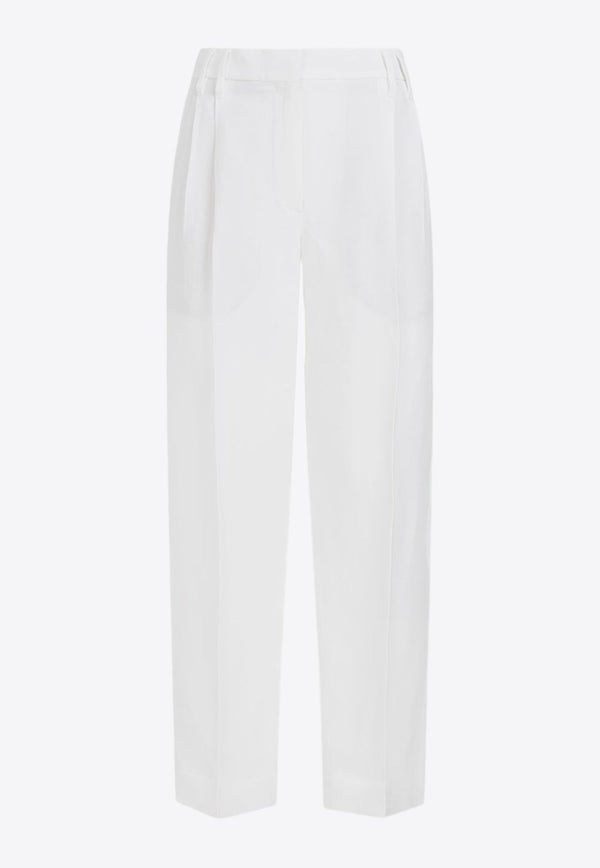 Tailored Pleated Straight-Leg Pants