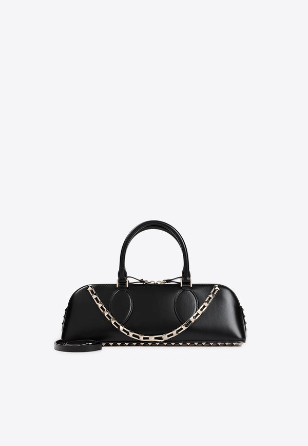 Rockstud East-West Leather Shoulder Bag