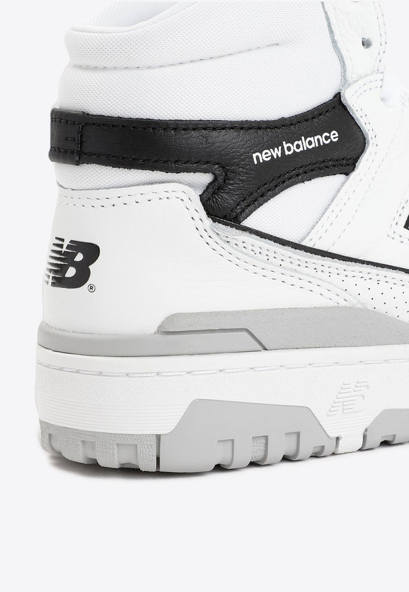 650 High-Top Sneakers in White with Black and Angora