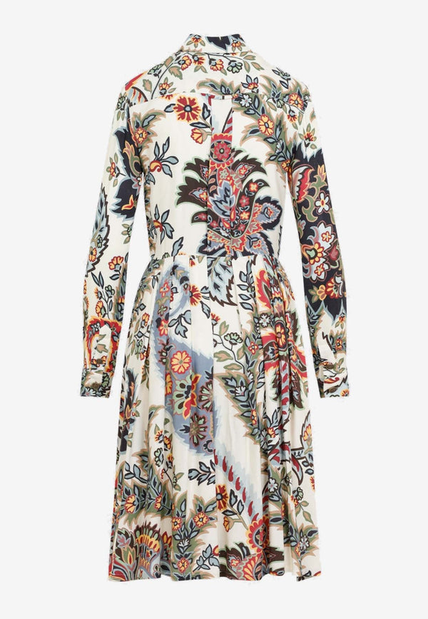 Paisley Print Midi Shirt Dress