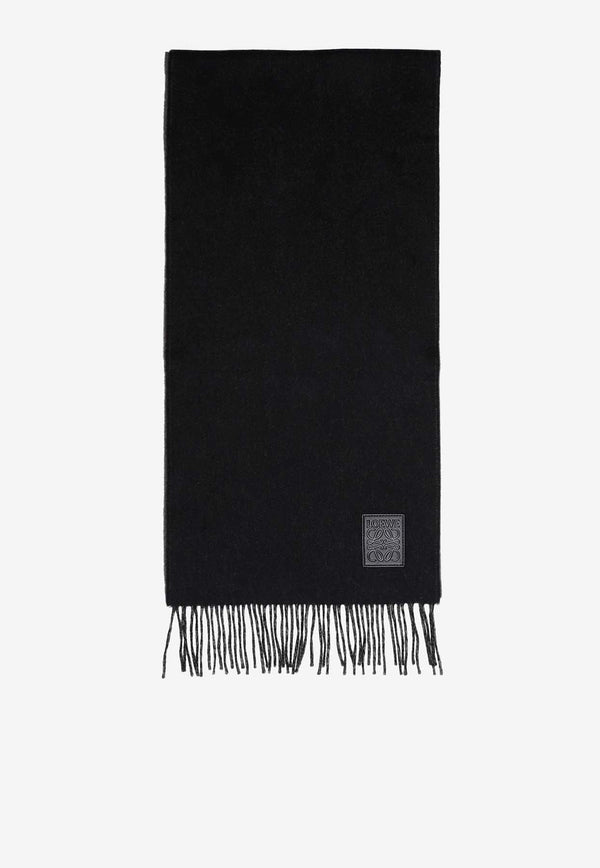 Anagram Patch Two-Tone Fringed Scarf