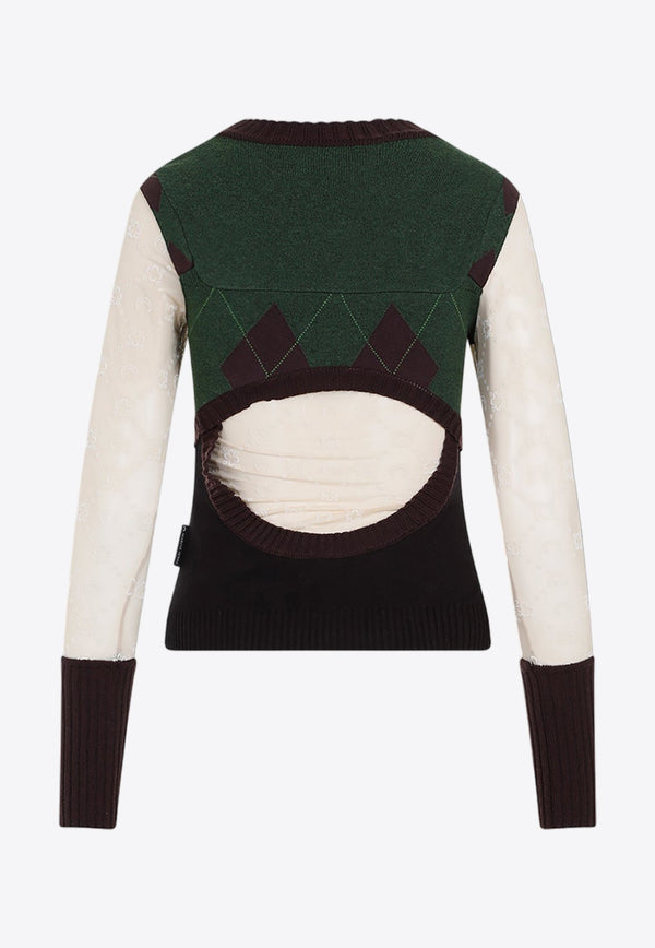 Regenerated Lozenge Knit Crewneck Sweater