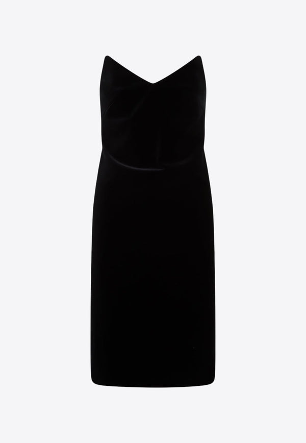 Strapless Velvet Midi Dress