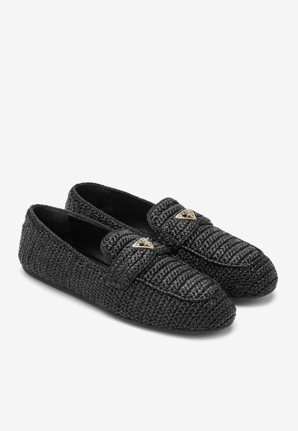 Logo Appliqué Woven Crochet Loafers