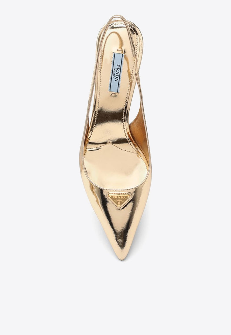 65 Slingback Pumps in Metallic Leather