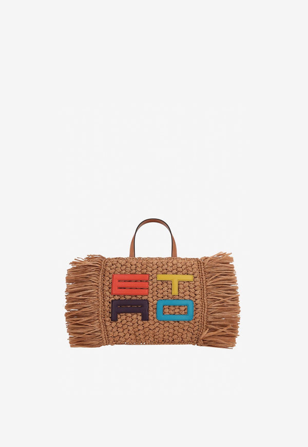 Logo Raffia Tote Bag