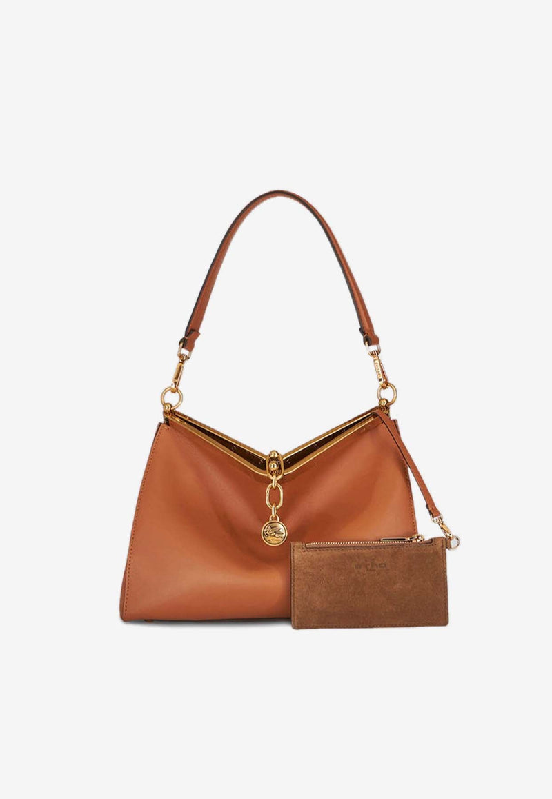 Medium Vela Leather Shoulder Bag