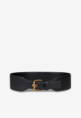 Logo Buckle Leather Belt