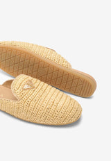 Logo Appliqué Woven Crochet Flat Mules