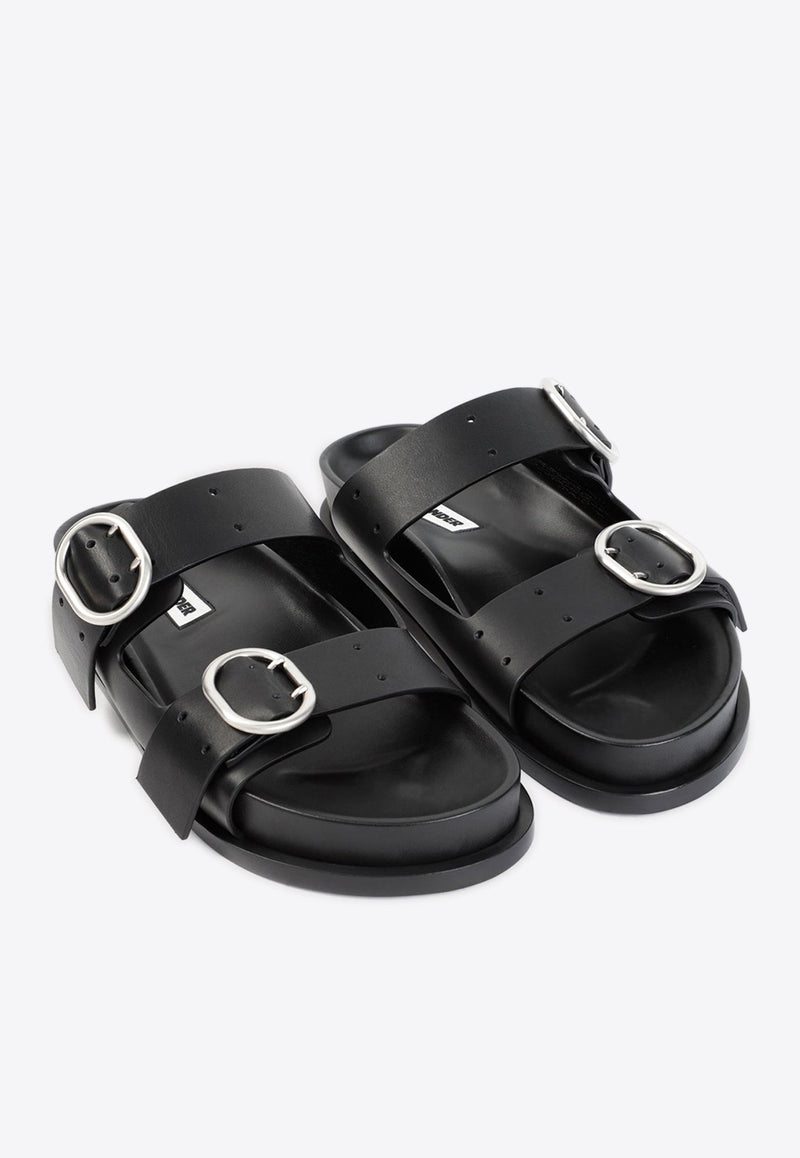 Double Strap Leather Flat Sandals