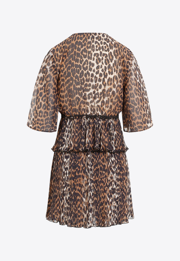 Animal Print V-neck Mini Dress