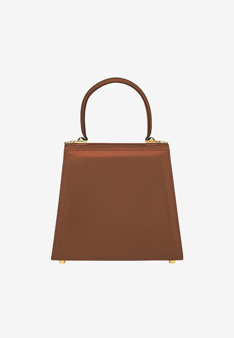 Small Iconic Top Handle Bag in Brushed Leather