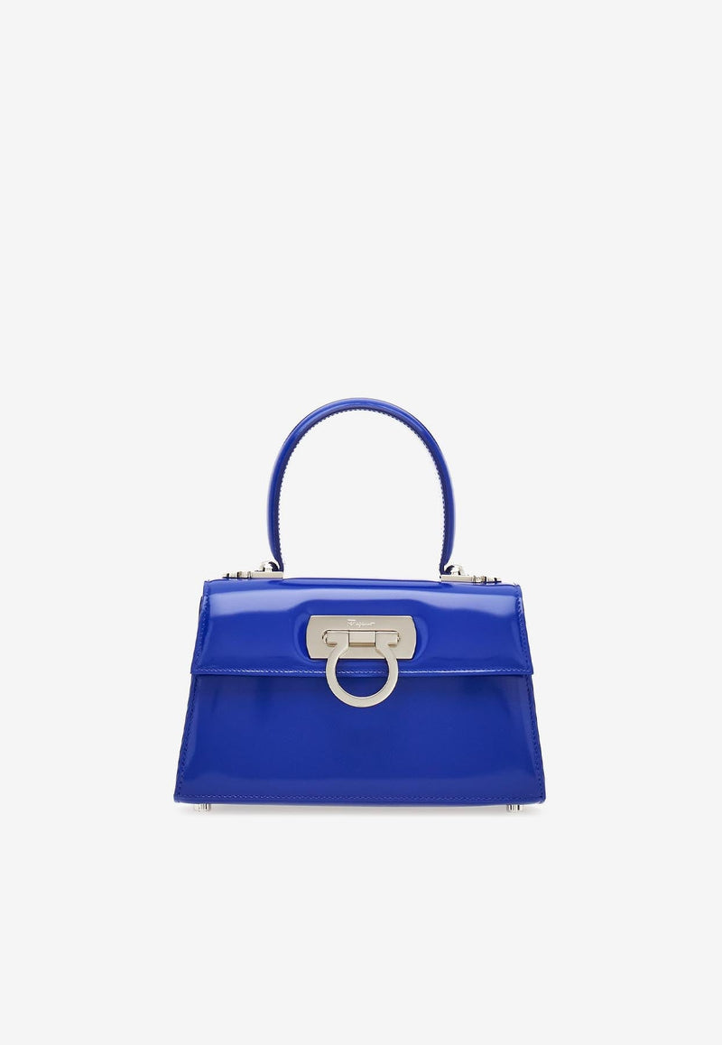 Small Iconic Top Handle Bag in Calf Leather