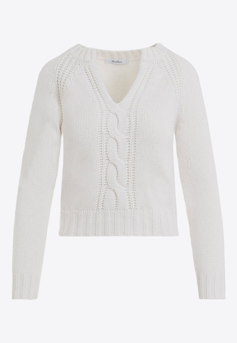 Cancan V-neck Cable Sweater