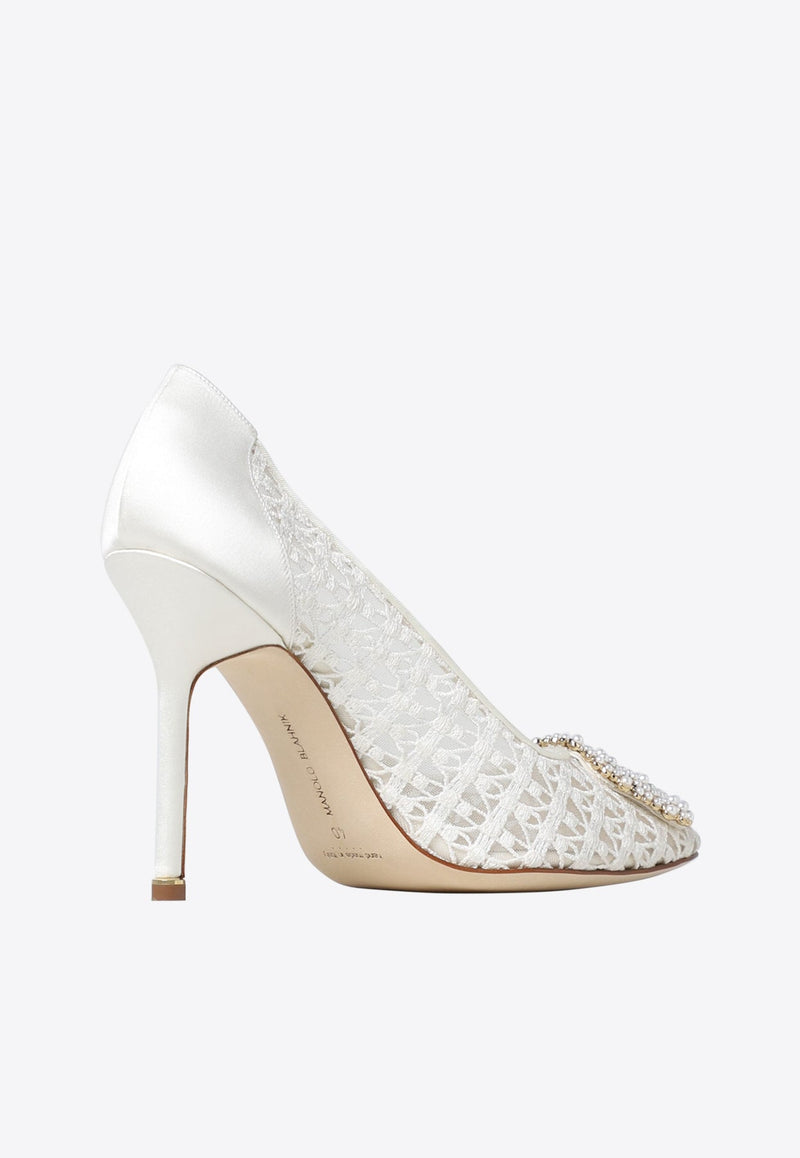 Hangisi 105 Pearl Buckle Lace Pumps