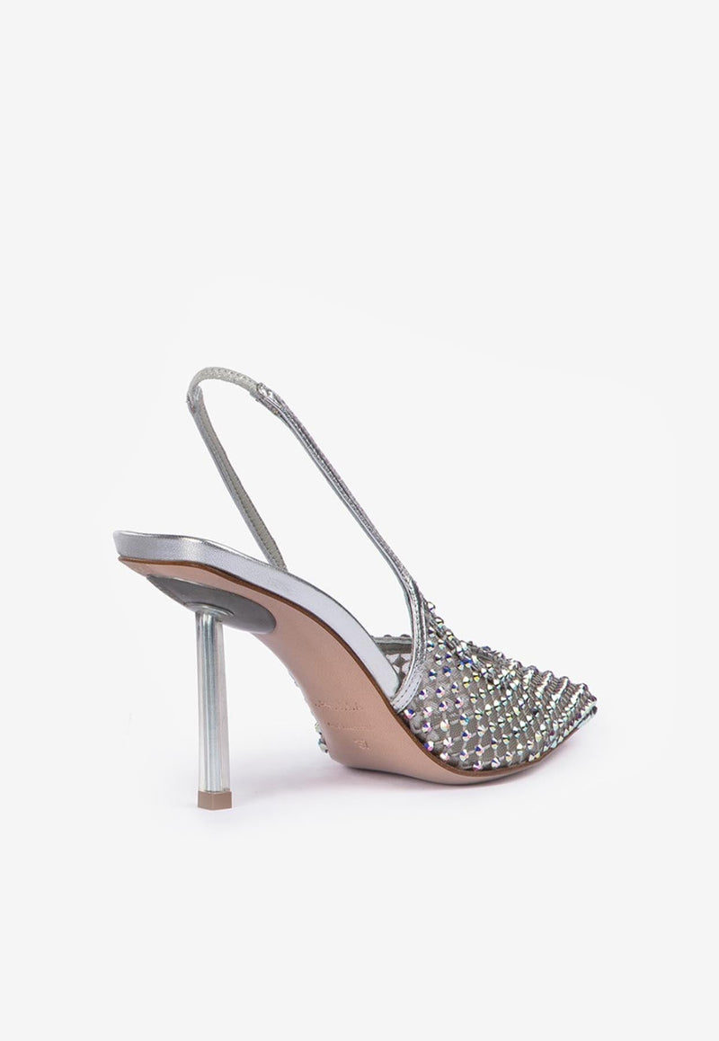 Gilda 80 Crystal Mesh Slingback Pumps