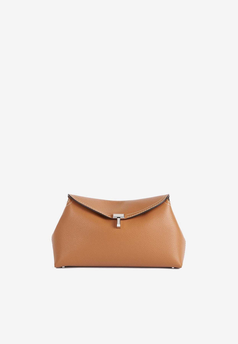 T-Lock Grained Leather Clutch Bag