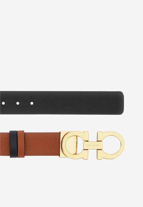 Gancini Reversible Grained Leather Belt