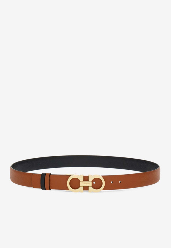 Gancini Reversible Grained Leather Belt