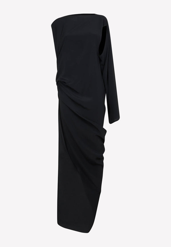 Draped One-Shoulder Maxi Dress