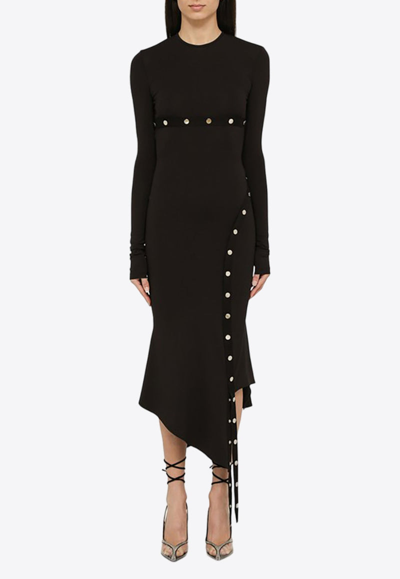 Asymmetric Jersey Midi Dress