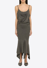 Asymmetric Draped Midi Dress