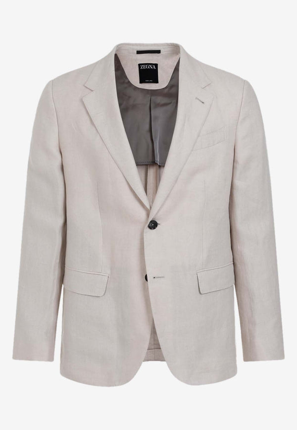 Single-Breasted Linen Blazer