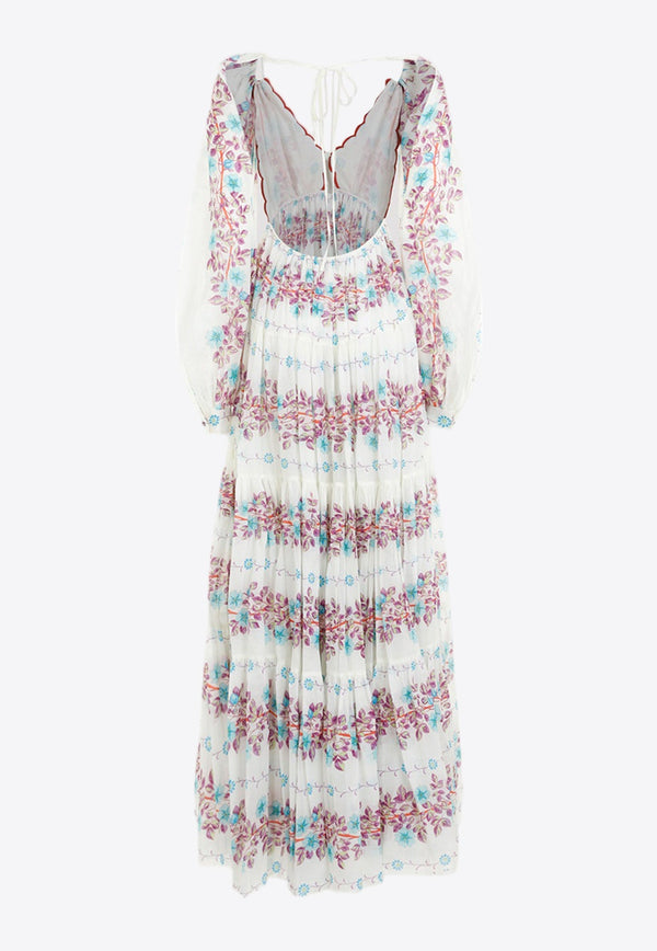 Floral Print V-neck Maxi Dress