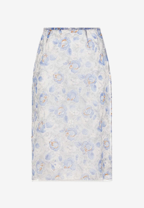 Floral Pattern Midi Skirt