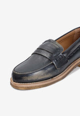 Jerry Vintage-Effect Leather Loafers