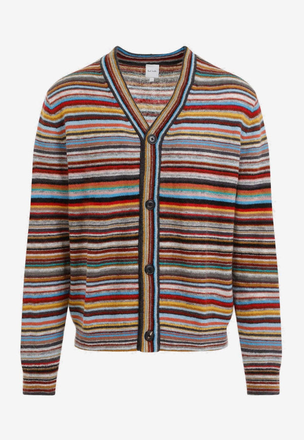 Striped V-neck Cardigan