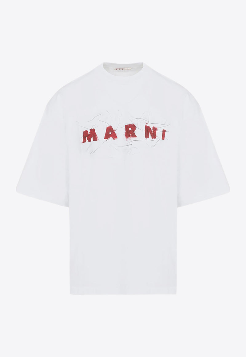 Wrinkled Logo Print Crewneck T-shirt