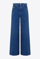 Logo-Embroidered Wide-Leg Jeans