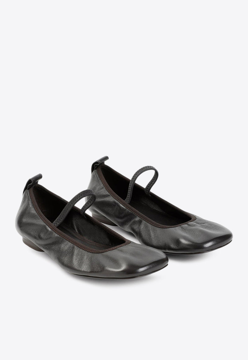 Square Leather Ballet Flats