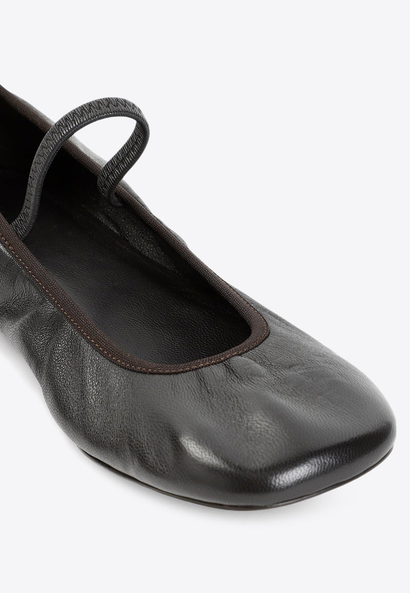 Square Leather Ballet Flats