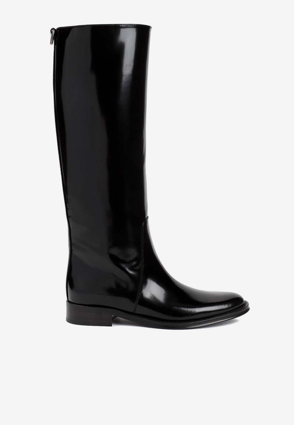 Hunt Knee-Length Boots in Glazed Leather
