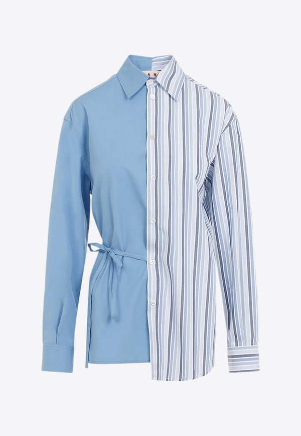 Paneled Striped Asymmetric Shirt