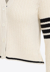 Cable knit Cropped V-neck Cardigan