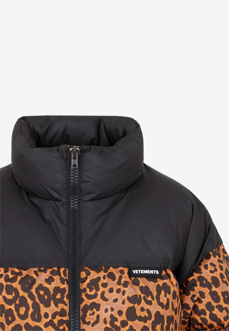 Leopard Logo Puffer Jacket