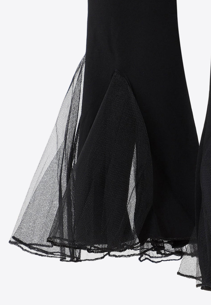 Sheer Frilled Hem Pants